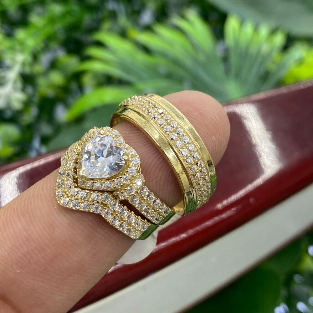 Set Rings 10K Gifts Jewelry For Womens and Mens Anillos Matrimonio